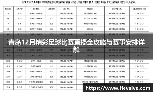 青岛12月精彩足球比赛直播全攻略与赛事安排详解